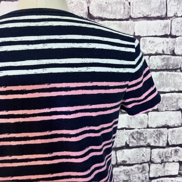 Talbots Blue, Pink & White Stripe Tee Size M - Picture 6 of 9